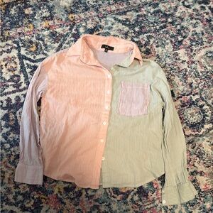 Lulus pink purple and green button up, size xsmall, never worn.